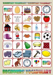 English Worksheet: Basic Vocabulary Board Game