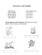 English Worksheet: I like the flowers, I like the daffodills