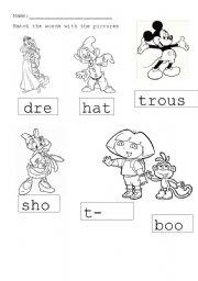 English worksheet: clothes disney