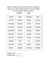 English Worksheet: Match the Past and Present Verbs