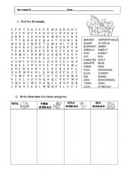 English Worksheet: Animals