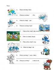 English Worksheet: Present continuous tense- mini test for kids