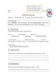 English Worksheet: Self Introduction Guided Writing Two Challenge Levels