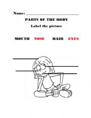 English worksheet: parts of the body