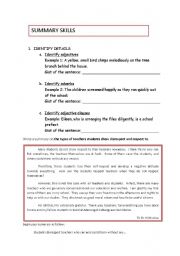 English Worksheet: Summary Identify Details