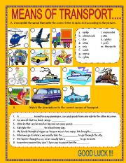 English Worksheet: MEANS OF TRANSPORT