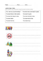 English worksheet: Classroom Rules