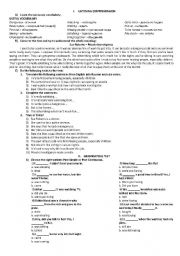 English Worksheet: reading comprehension