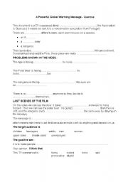 English Worksheet:  GLOBAL WARMING TV COMMERCIAL QUERCUS 