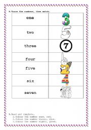 English worksheet: numbers practice