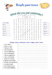 English Worksheet: Past simple tense