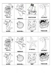 English Worksheet: PIRATE VOCABULARY BINGO