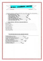 English Worksheet: 9th form consolidation exercises