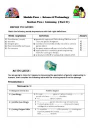 English Worksheet: genetic engineering