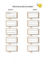 English Worksheet: present perfect-writing an interview