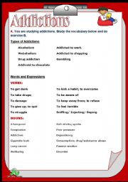 English Worksheet: Addictions