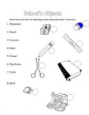 English Worksheet: School Objects