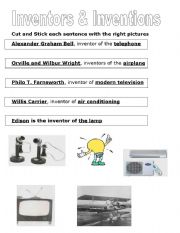 English worksheet: inventions