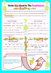 English Worksheet: verbs not used in the present continuous
