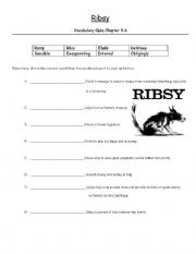 English Worksheet: Ribsy ch 5 & 6 vocab quiz