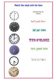 English worksheet: telling the time