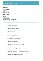 English worksheet: Preparing An ID Card