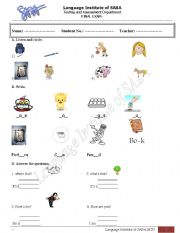 English worksheet: hip hip hooray book one final quiz 