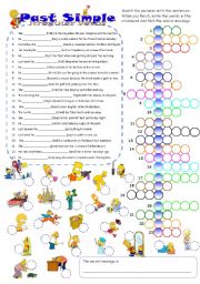 English Worksheet: Past simple crossword with the Simpsons