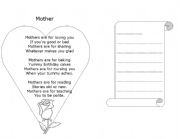 English Worksheet: mothers day card