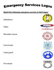 English worksheet: Emergency Services Logos