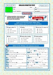 TV+Food Test (7th grade) + correction PART 1