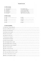 English Worksheet: telling the date