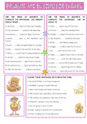 English Worksheet: PRESENT SIMPLE AND BE GOING TO FOR FUTURE