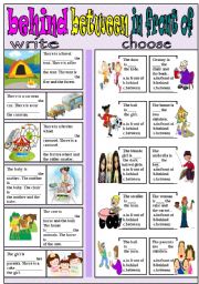 English Worksheet: between-behind-in front of