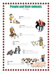 English worksheet: People and their animals