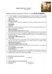 English Worksheet: Test on Celebrities