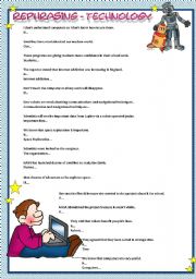 English Worksheet: Rephrasing - Technology