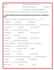 English Worksheet: comparative adjectives