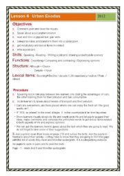 English Worksheet: Unit 4 Lesson 6 Urban Exodus