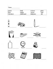 English worksheet: School Supplies