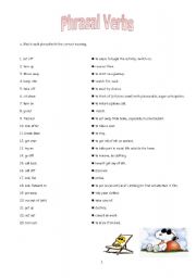 English Worksheet: Phrasal Verbs