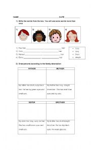 English Worksheet: Personal description