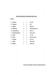 English worksheet: Professions pronunciation