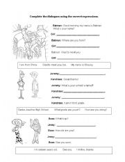 English Worksheet: greetings, introductions and leave takings