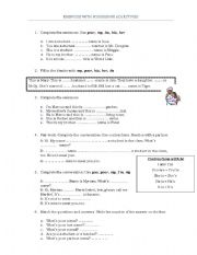 English Worksheet: possessive adjectives