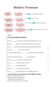 English Worksheet: relative clauses