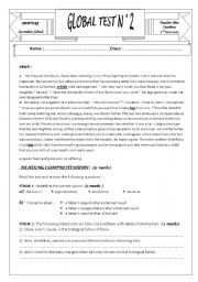 English Worksheet: global test for 3rd year arts 