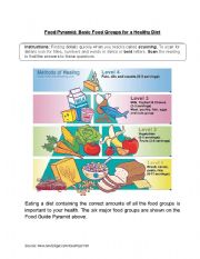 English Worksheet: Food Pyramid Comprehension Text