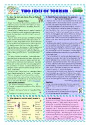 English Worksheet: Two Sides Of Tourism