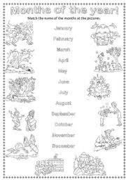 English Worksheet: months of the year